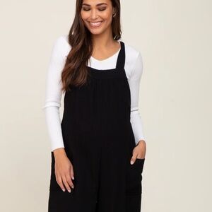 black wide leg maternity overalls